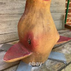 Antique Vintage 20th C 1930s Folk Art Carved Wooden Hogs Pigs Head Butcher Shop