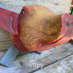 Antique Vintage 20th C 1930s Folk Art Carved Wooden Hogs Pigs Head Butcher Shop