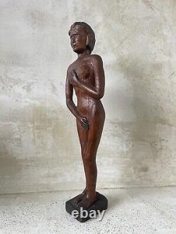Antique Vintage Folk Art Carved Wood Nude Woman Lady AAFA Figure Sculpture
