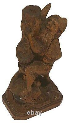 Antique Vintage Folk Art Primitive Carved Wood Elf Gnome Figure Sculpture Study