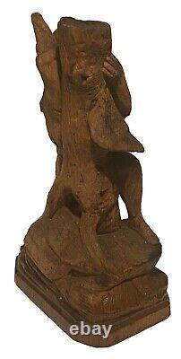 Antique Vintage Folk Art Primitive Carved Wood Elf Gnome Figure Sculpture Study