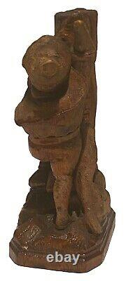 Antique Vintage Folk Art Primitive Carved Wood Elf Gnome Figure Sculpture Study