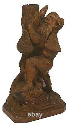 Antique Vintage Folk Art Primitive Carved Wood Elf Gnome Figure Sculpture Study