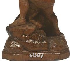 Antique Vintage Folk Art Primitive Carved Wood Elf Gnome Figure Sculpture Study