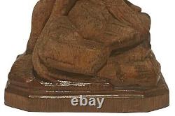 Antique Vintage Folk Art Primitive Carved Wood Elf Gnome Figure Sculpture Study