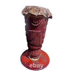 Antique Vintage Hand Carved Decorated Peg Drum African Folk Art
