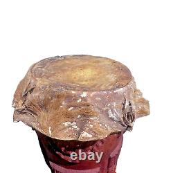 Antique Vintage Hand Carved Decorated Peg Drum African Folk Art