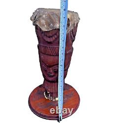 Antique Vintage Hand Carved Decorated Peg Drum African Folk Art