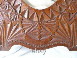 Antique Vintage Wooden Chip Carved Folk Tramp Art Photo Picture Frame Hand Made