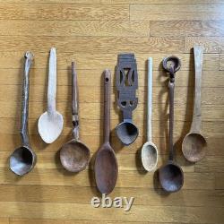 Antique & Vintage Wooden Spoon/Scoop Lot Primitive Folk Art Carved Treen African