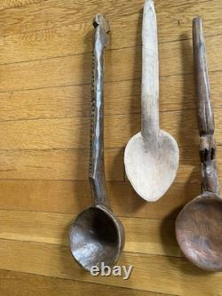 Antique & Vintage Wooden Spoon/Scoop Lot Primitive Folk Art Carved Treen African