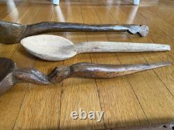 Antique & Vintage Wooden Spoon/Scoop Lot Primitive Folk Art Carved Treen African
