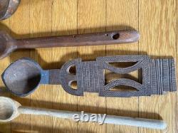 Antique & Vintage Wooden Spoon/Scoop Lot Primitive Folk Art Carved Treen African Antique & Vintage Wooden Spoon/Scoop Lot Primitive Folk Art Carved Treen African
