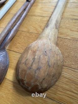 Antique & Vintage Wooden Spoon/Scoop Lot Primitive Folk Art Carved Treen African
