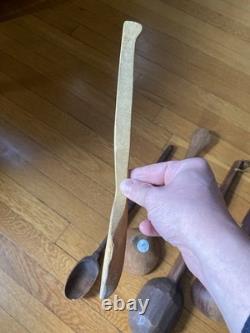 Antique & Vintage Wooden Spoon/Scoop Lot Primitive Folk Art Carved Treen Naive