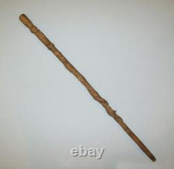 Antique Vtg 1910s WWI Folk Trench Art Carved Wooden Snake Cane Sounenir Verdun