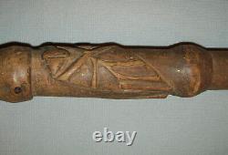 Antique Vtg 1910s WWI Folk Trench Art Carved Wooden Snake Cane Sounenir Verdun