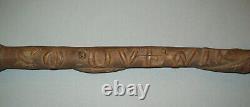 Antique Vtg 1910s WWI Folk Trench Art Carved Wooden Snake Cane Sounenir Verdun