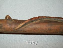 Antique Vtg 1910s WWI Folk Trench Art Carved Wooden Snake Cane Sounenir Verdun