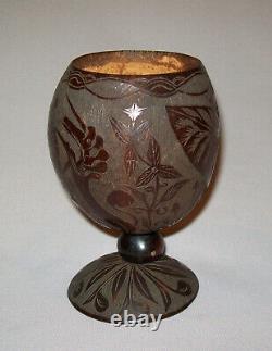 Antique Vtg 19th C 1800s Folk Art Carved Coconut Cup American Eagle God We Trust