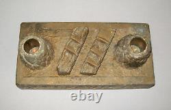 Antique Vtg Dated 1928 Folk Art Hand Carved Stone Inkwell Inkstand Signed W Real