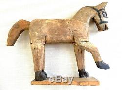 Antique/Vtg Primitive Folk Art Hand Carved Wood Santo/Soldier on Horse Back