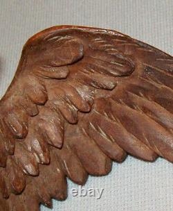 Antique Vtg WWI Folk Art Carved Wooden Eagle AMERICA 1917 LIBERTY 1918 FRANCE
