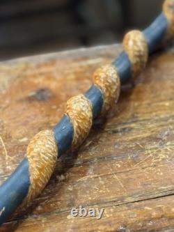 Antique Walking Stick Cane. Folk Art. Hand Carved Wood American vintage