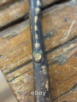 Antique Walking Stick Cane. Snake. Folk Art. One Of A Kind. Hand Carved