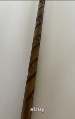 Antique Walking Stick /Cane c1920s. Folk Art. Whimsical Carved Head. 34.5 VGC