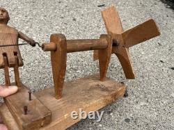 Antique Whirligig Carved Wood Man Figure 1920s-40s Folk Art