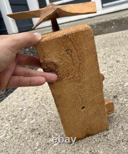 Antique Whirligig Carved Wood Man Figure 1920s-40s Folk Art