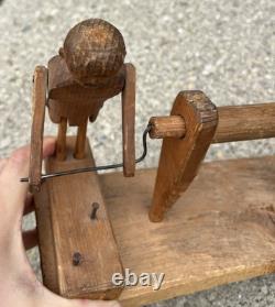 Antique Whirligig Carved Wood Man Figure 1920s-40s Folk Art