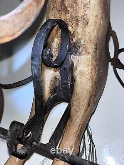 Antique Wood Carved Horse Tricycle Folk Art Exc Cond. Approx 10X 10X 9