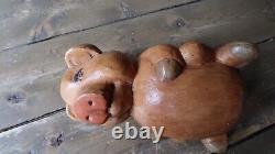 Antique Wood Carved Pig FOLK ART 8.5