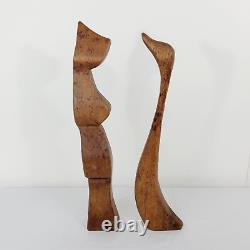 Antique Wood Sculpture Dog Bird Carving Minimalist Home Decor Goose Folk Art