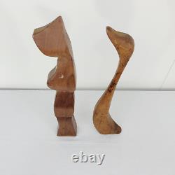 Antique Wood Sculpture Dog Bird Carving Minimalist Home Decor Goose Folk Art