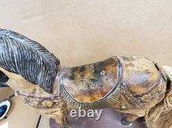 Antique Wooden Carved Carousel Horse Child Size Paint Decorated Folk Art Pony E