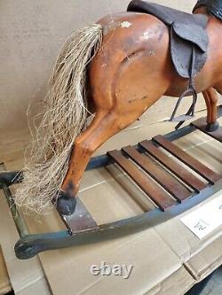 Antique Wooden Carved Carousel Rocking Horse Pony Paint Decorated Folk Art M