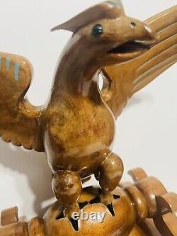 Antique Wooden Hand Carved Phoenix Bird Folk Art Figure Large 19 X 9 X 19