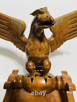 Antique Wooden Hand Carved Phoenix Bird Folk Art Figure Large 19 X 9 X 19
