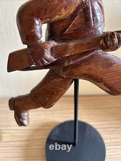 Antique american folk -trench art carving Of a running Soldier, Circa 1913-17