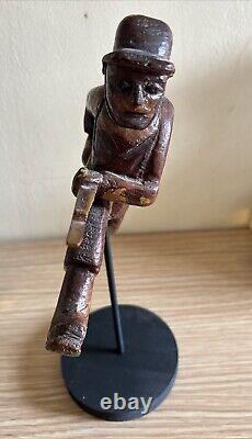 Antique american folk -trench art carving Of a running Soldier, Circa 1913-17