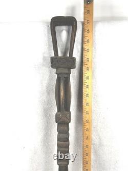 Antique cane walking stick carved wood folk art 38 in. Long original 19thc