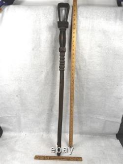 Antique cane walking stick carved wood folk art 38 in. Long original 19thc