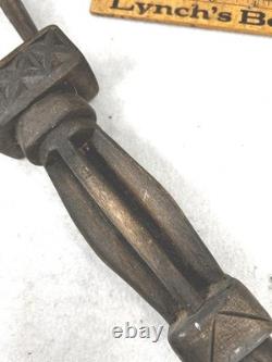 Antique cane walking stick carved wood folk art 38 in. Long original 19thc