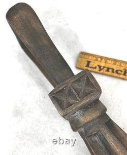Antique cane walking stick carved wood folk art 38 in. Long original 19thc