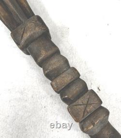 Antique cane walking stick carved wood folk art 38 in. Long original 19thc