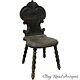 Antique Carved Folk Art Chair Old Surface Paint Chip Carved 1800s