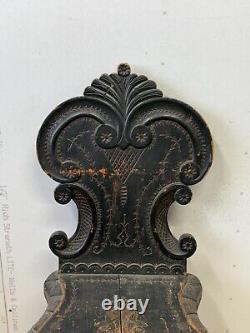 Antique carved folk art chair old surface paint chip carved 1800s